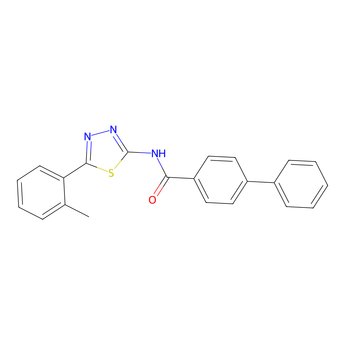 N-[5-(2-methylphenyl)-1,3,4-thiadiazol-2-yl]-4-phenylbenzamide molecular structure, CAS 391227-27-3