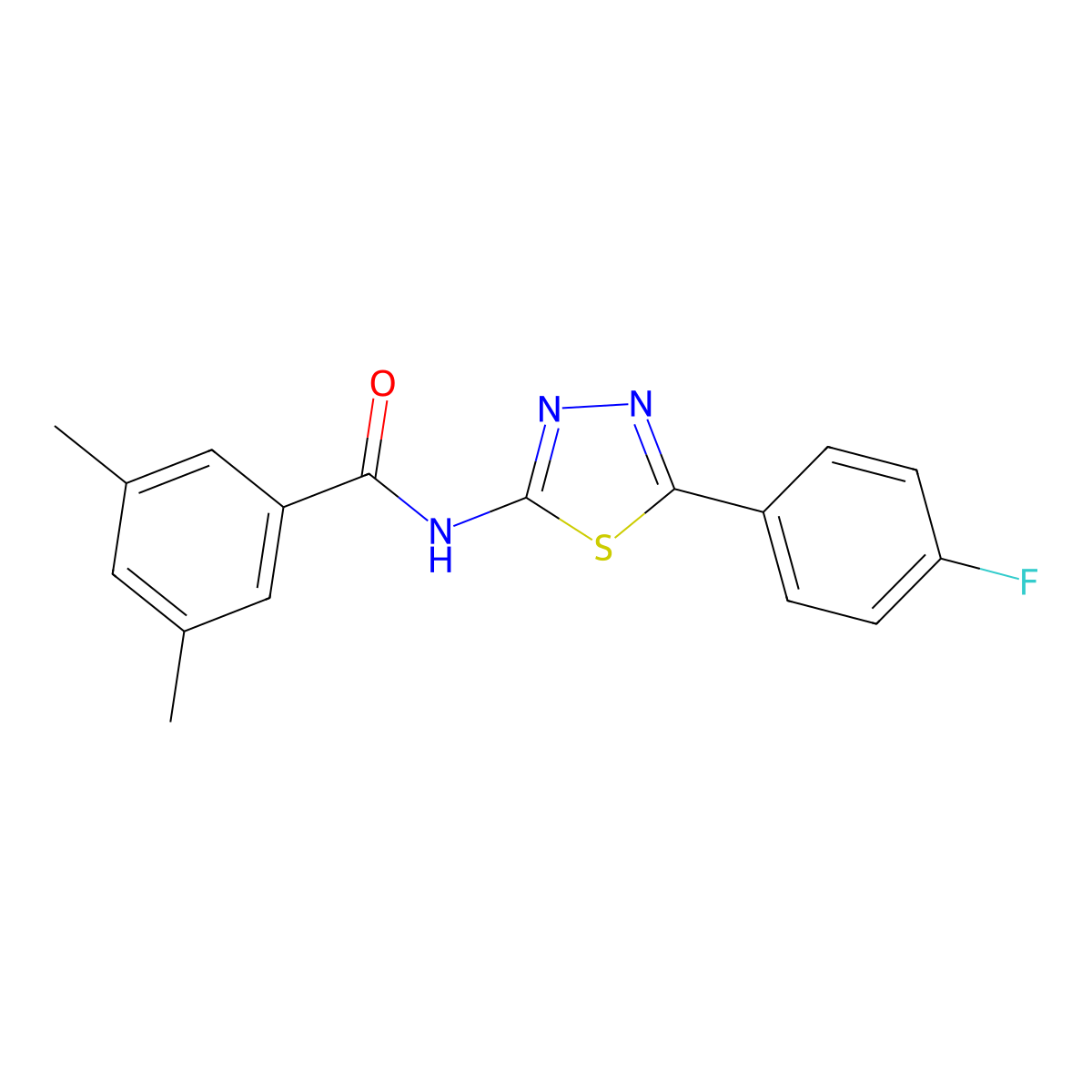 N-[5-(4-fluorophenyl)-1,3,4-thiadiazol-2-yl]-3,5-dimethylbenzamide molecular structure, CAS 391227-45-5