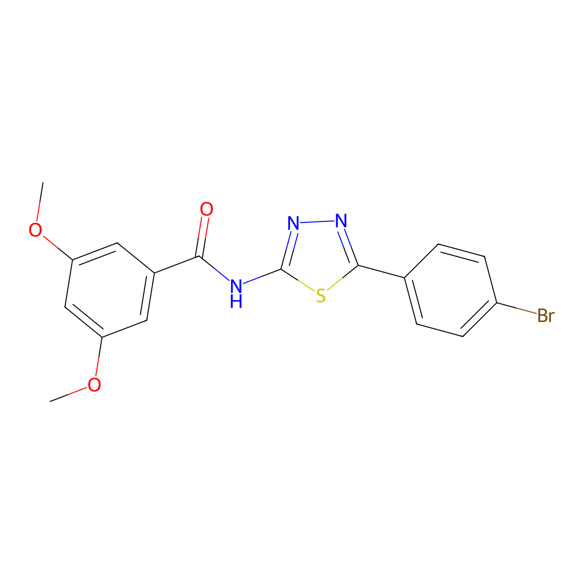 N-[5-(4-bromophenyl)-1,3,4-thiadiazol-2-yl]-3,5-dimethoxybenzamide molecular structure, CAS 391227-46-6
