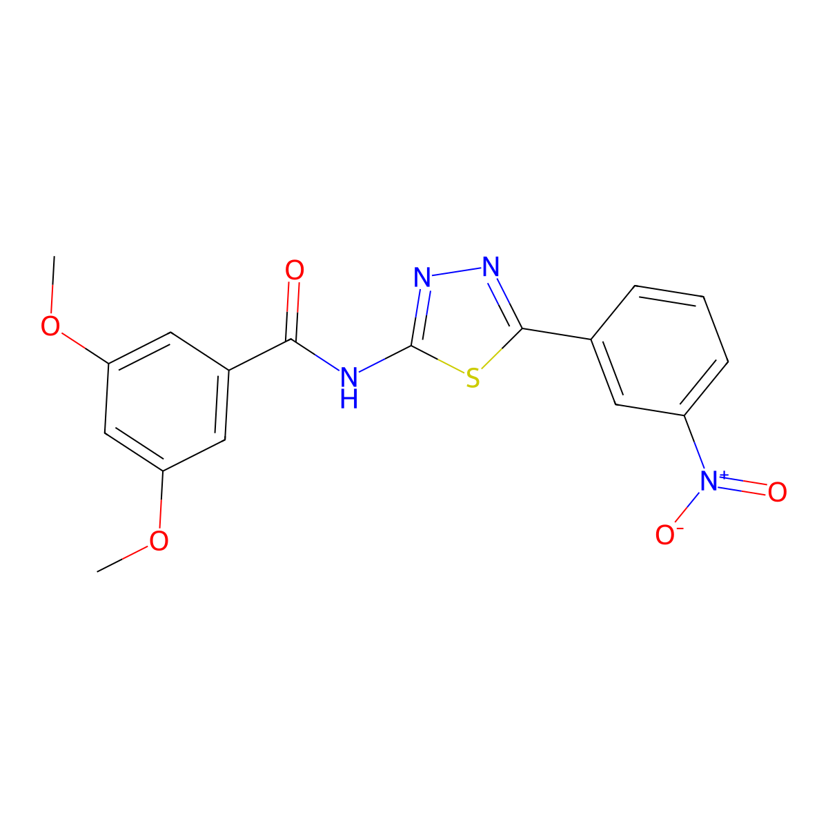 3,5-dimethoxy-N-[5-(3-nitrophenyl)-1,3,4-thiadiazol-2-yl]benzamide molecular structure, CAS 391227-49-9