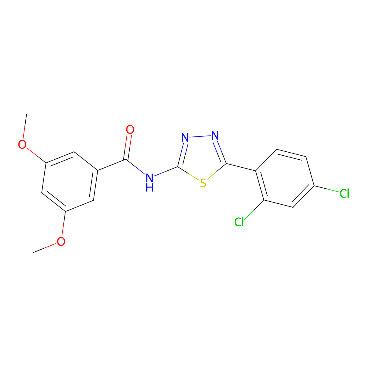 N-[5-(2,4-dichlorophenyl)-1,3,4-thiadiazol-2-yl]-3,5-dimethoxybenzamide molecular structure, CAS 391227-51-3