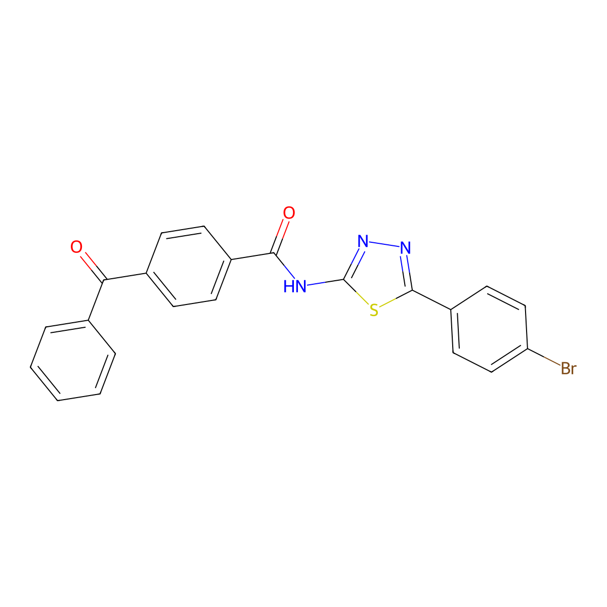 4-benzoyl-N-[5-(4-bromophenyl)-1,3,4-thiadiazol-2-yl]benzamide molecular structure, CAS 391227-56-8