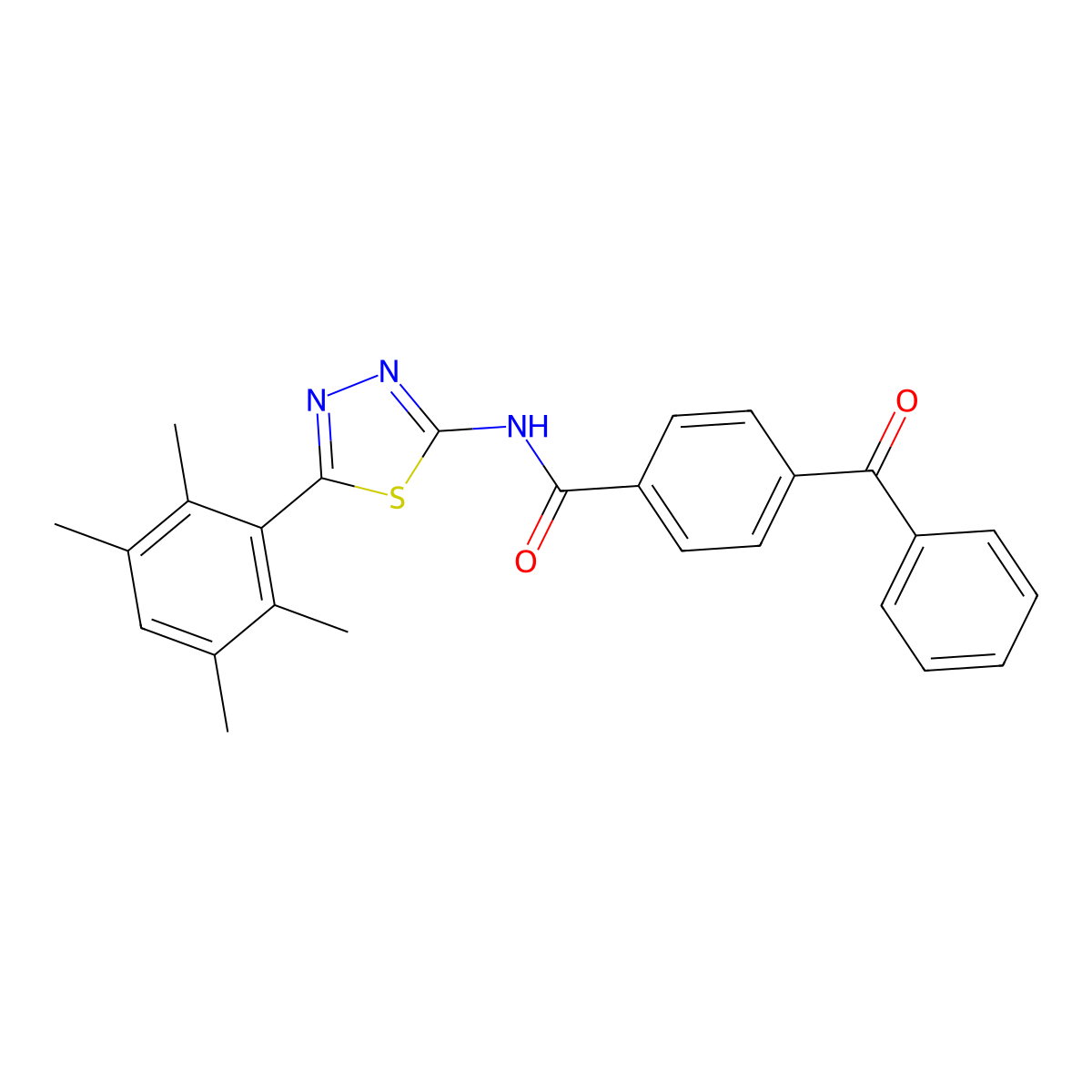 4-benzoyl-N-[5-(2,3,5,6-tetramethylphenyl)-1,3,4-thiadiazol-2-yl]benzamide molecular structure, CAS 391227-57-9