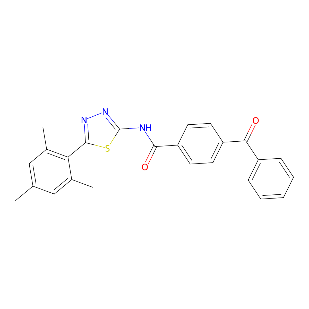 4-benzoyl-N-[5-(2,4,6-trimethylphenyl)-1,3,4-thiadiazol-2-yl]benzamide molecular structure, CAS 391227-58-0