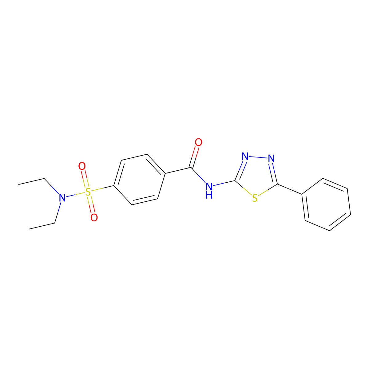 4-(diethylsulfamoyl)-N-(5-phenyl-1,3,4-thiadiazol-2-yl)benzamide molecular structure, CAS 391227-67-1