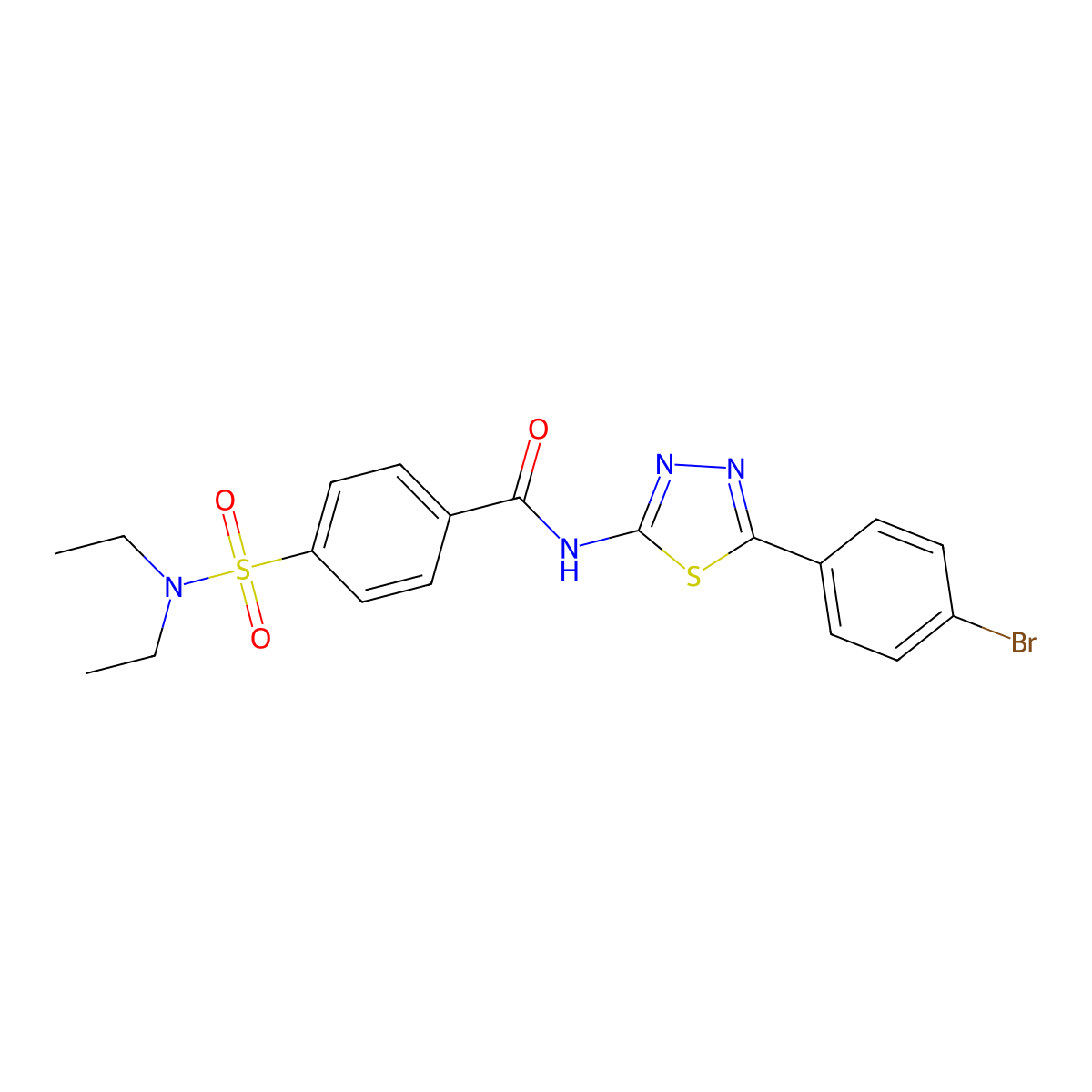 N-[5-(4-bromophenyl)-1,3,4-thiadiazol-2-yl]-4-(diethylsulfamoyl)benzamide molecular structure, CAS 391227-68-2