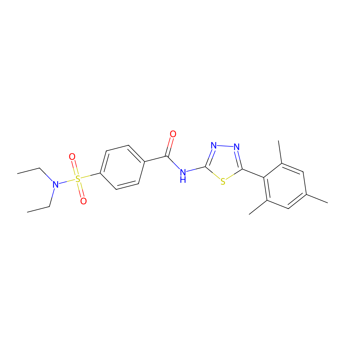 4-(diethylsulfamoyl)-N-[5-(2,4,6-trimethylphenyl)-1,3,4-thiadiazol-2-yl]benzamide molecular structure, CAS 391227-70-6