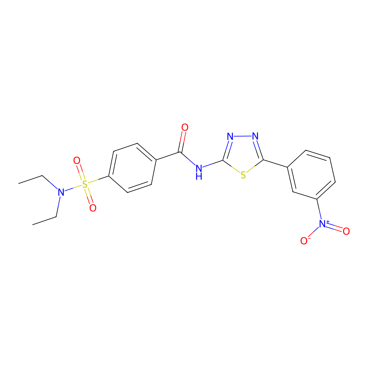 4-(diethylsulfamoyl)-N-[5-(3-nitrophenyl)-1,3,4-thiadiazol-2-yl]benzamide molecular structure, CAS 391227-71-7