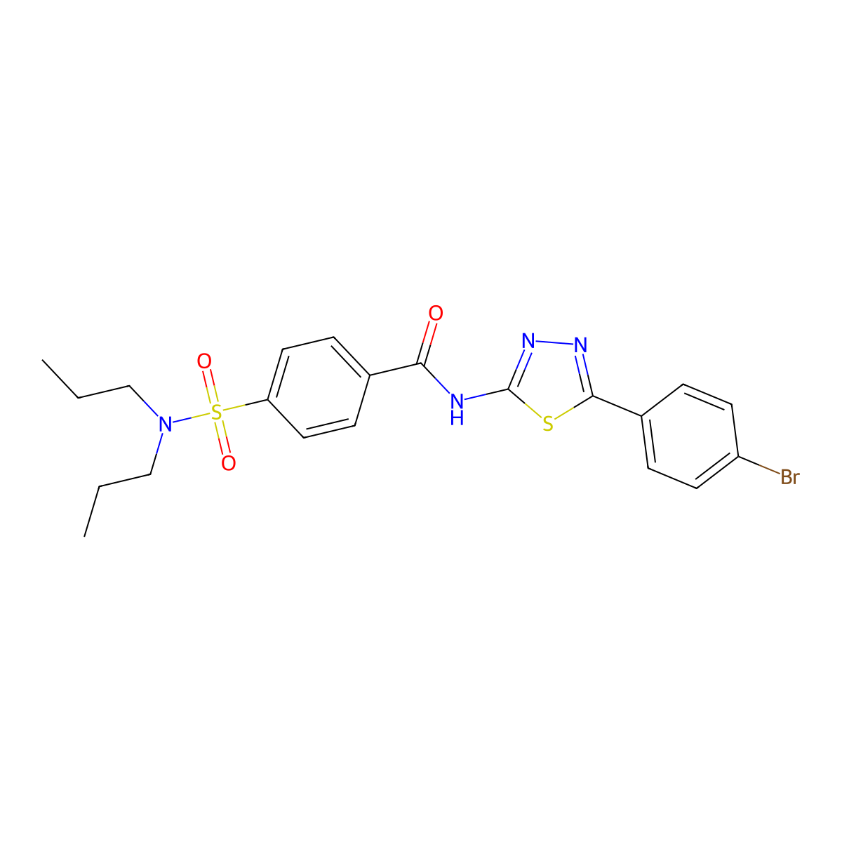 N-[5-(4-bromophenyl)-1,3,4-thiadiazol-2-yl]-4-(dipropylsulfamoyl)benzamide molecular structure, CAS 391227-74-0
