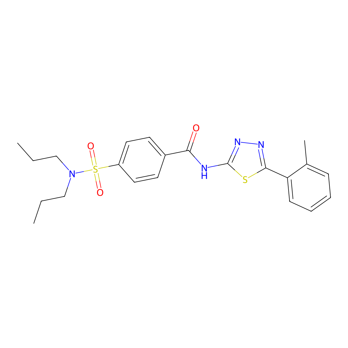 4-(dipropylsulfamoyl)-N-[5-(2-methylphenyl)-1,3,4-thiadiazol-2-yl]benzamide molecular structure, CAS 391227-78-4
