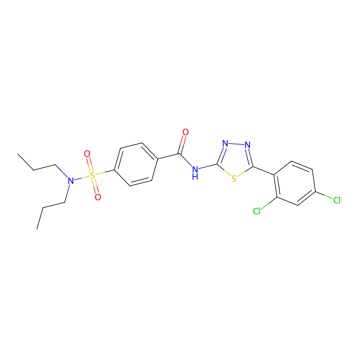 N-[5-(2,4-dichlorophenyl)-1,3,4-thiadiazol-2-yl]-4-(dipropylsulfamoyl)benzamide molecular structure, CAS 391227-79-5