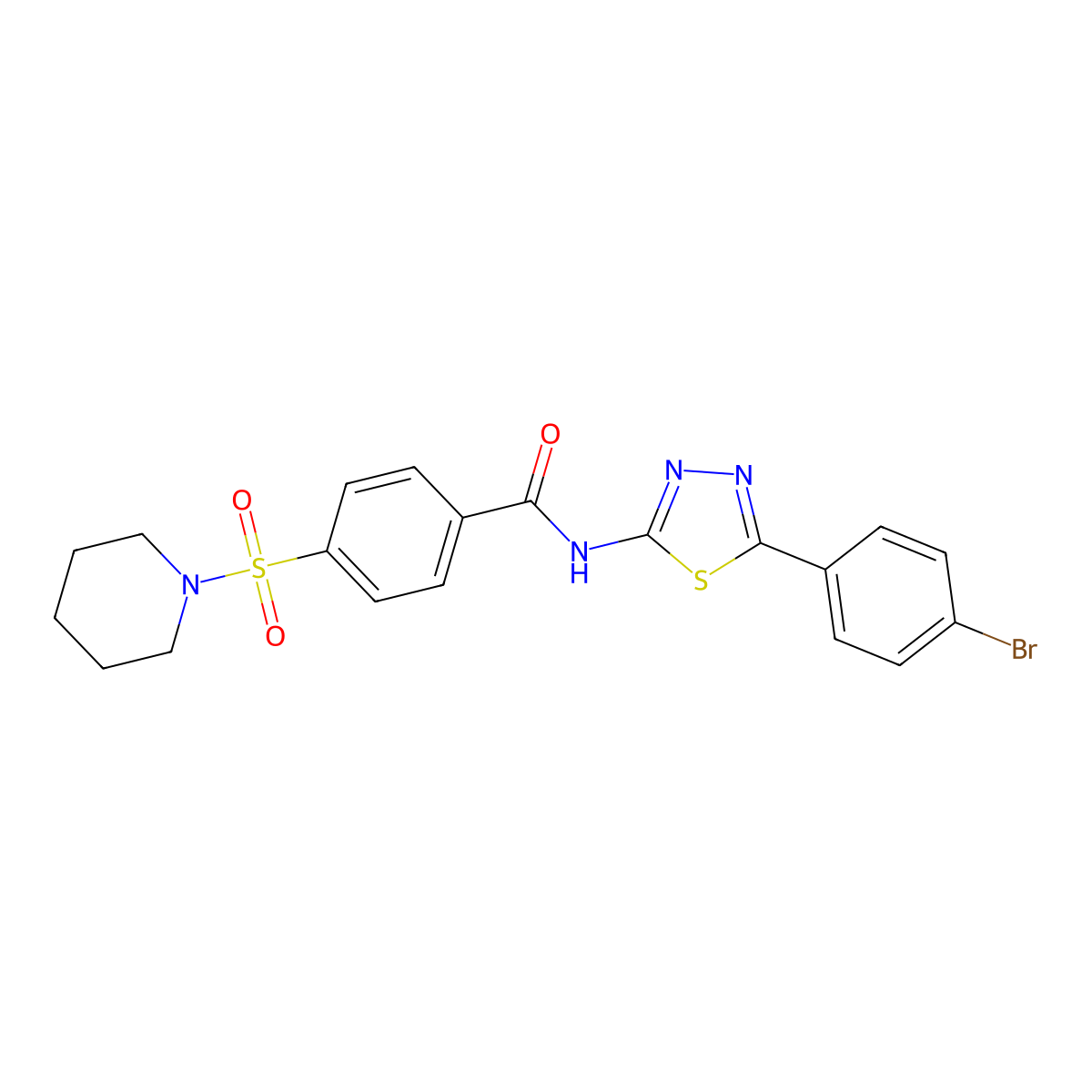 N-[5-(4-bromophenyl)-1,3,4-thiadiazol-2-yl]-4-piperidin-1-ylsulfonylbenzamide molecular structure, CAS 391227-80-8