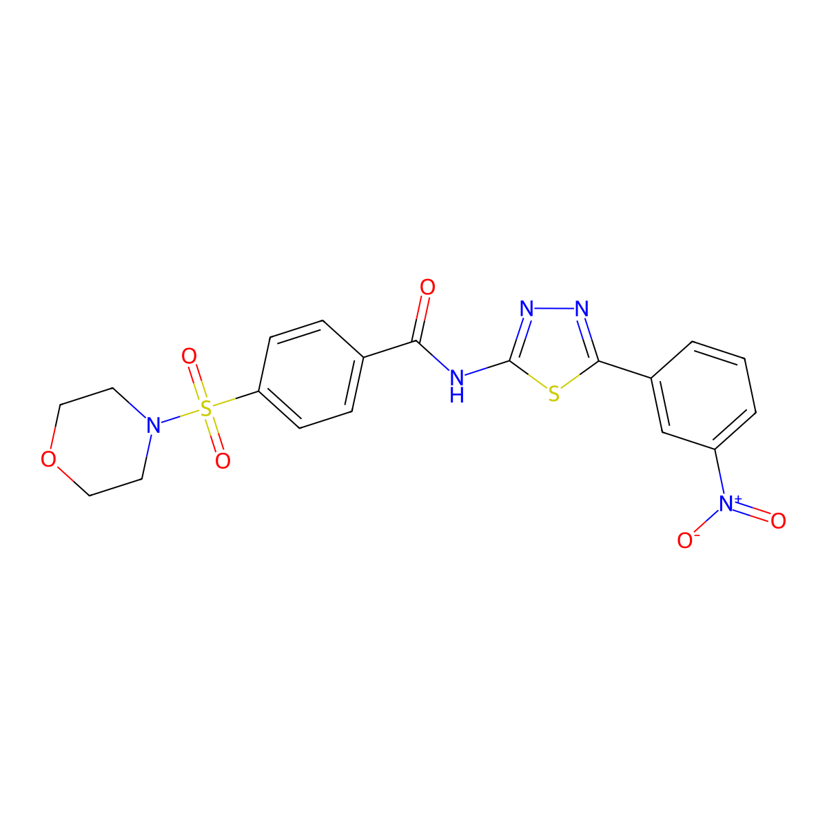 4-(morpholinosulfonyl)-N-(5-(3-nitrophenyl)-1,3,4-thiadiazol-2-yl)benzamide molecular structure, CAS 391227-86-4
