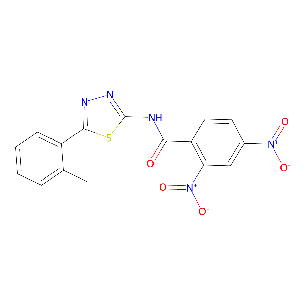 N-[5-(2-methylphenyl)-1,3,4-thiadiazol-2-yl]-2,4-dinitrobenzamide molecular structure, CAS 391227-96-6