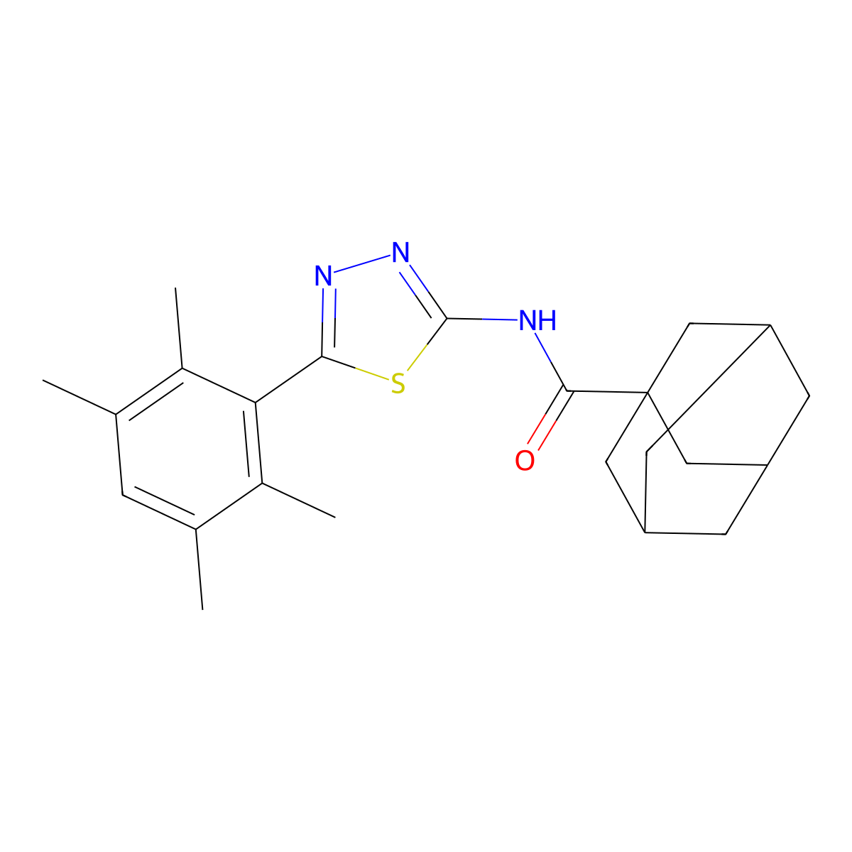 N-[5-(2,3,5,6-tetramethylphenyl)-1,3,4-thiadiazol-2-yl]adamantane-1-carboxamide molecular structure, CAS 391227-97-7
