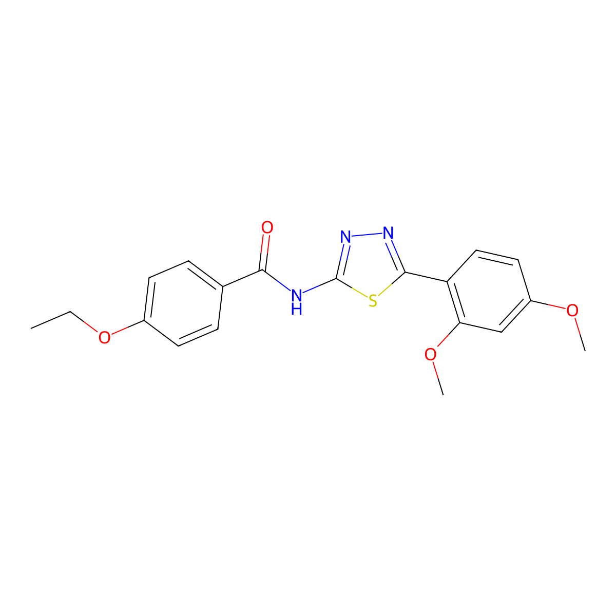 N-[5-(2,4-dimethoxyphenyl)-1,3,4-thiadiazol-2-yl]-4-ethoxybenzamide molecular structure, CAS 391228-00-5