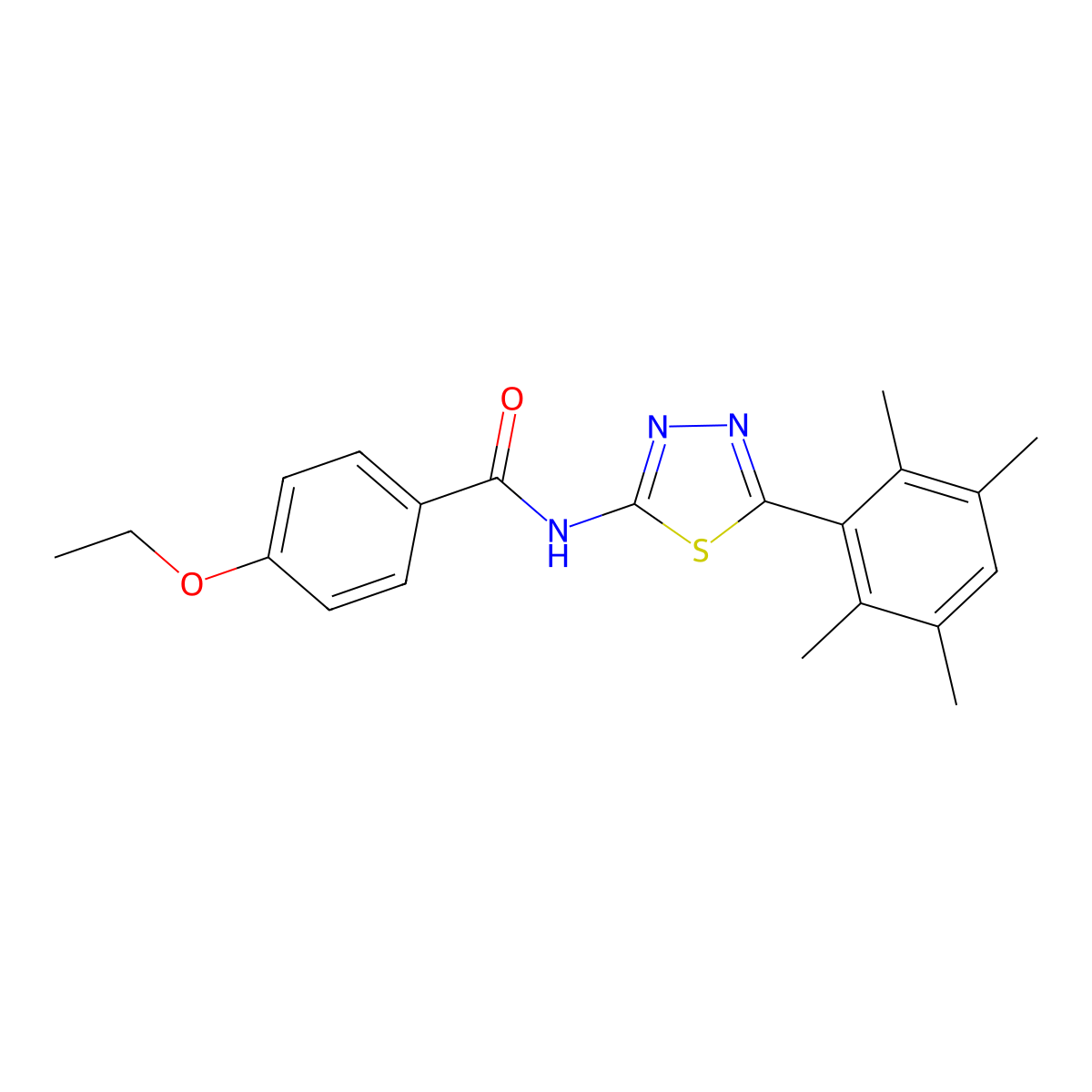 4-ethoxy-N-[5-(2,3,5,6-tetramethylphenyl)-1,3,4-thiadiazol-2-yl]benzamide molecular structure, CAS 391228-02-7