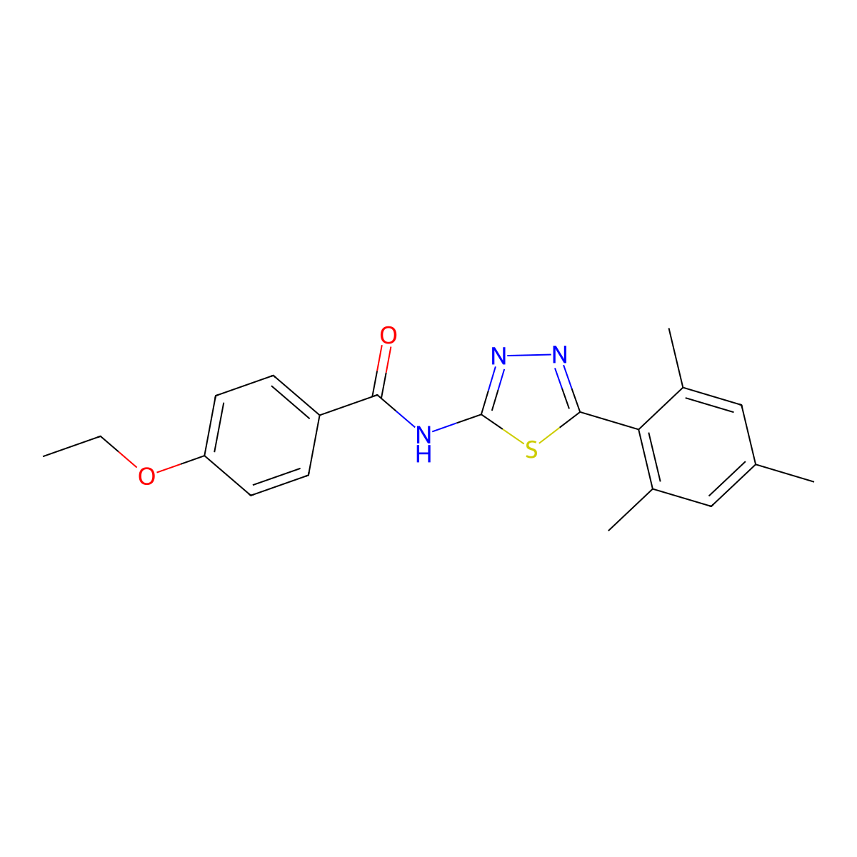 4-ethoxy-N-[5-(2,4,6-trimethylphenyl)-1,3,4-thiadiazol-2-yl]benzamide molecular structure, CAS 391228-03-8