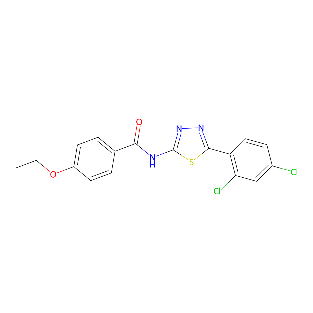 N-[5-(2,4-dichlorophenyl)-1,3,4-thiadiazol-2-yl]-4-ethoxybenzamide molecular structure, CAS 391228-07-2