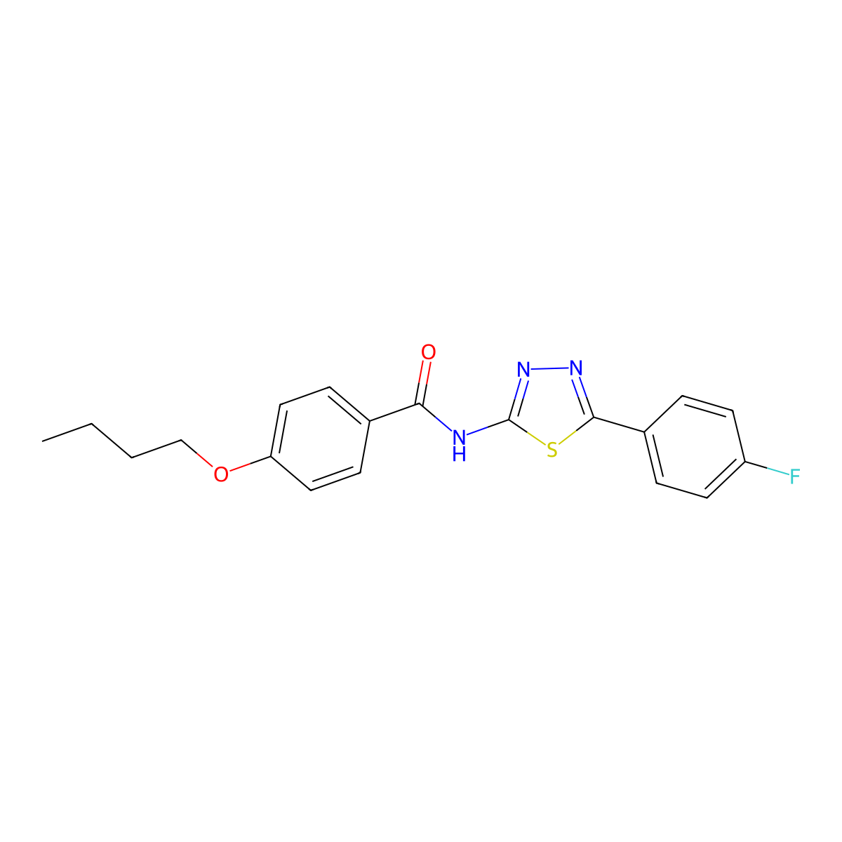 4-butoxy-N-[5-(4-fluorophenyl)-1,3,4-thiadiazol-2-yl]benzamide molecular structure, CAS 391228-12-9