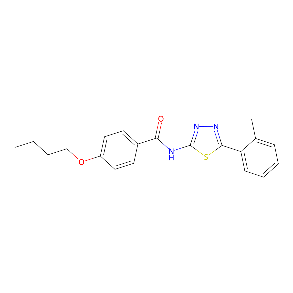 4-butoxy-N-[5-(2-methylphenyl)-1,3,4-thiadiazol-2-yl]benzamide molecular structure, CAS 391228-14-1