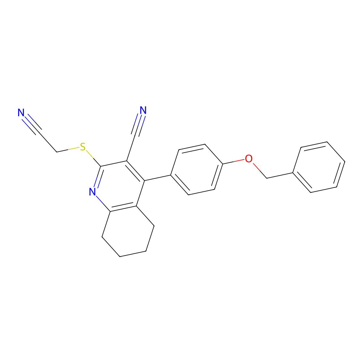 4-(4-(Benzyloxy)phenyl)-2-((cyanomethyl)thio)-5,6,7,8-tetrahydroquinoline-3-carbonitrile molecular structure, CAS 391228-40-3