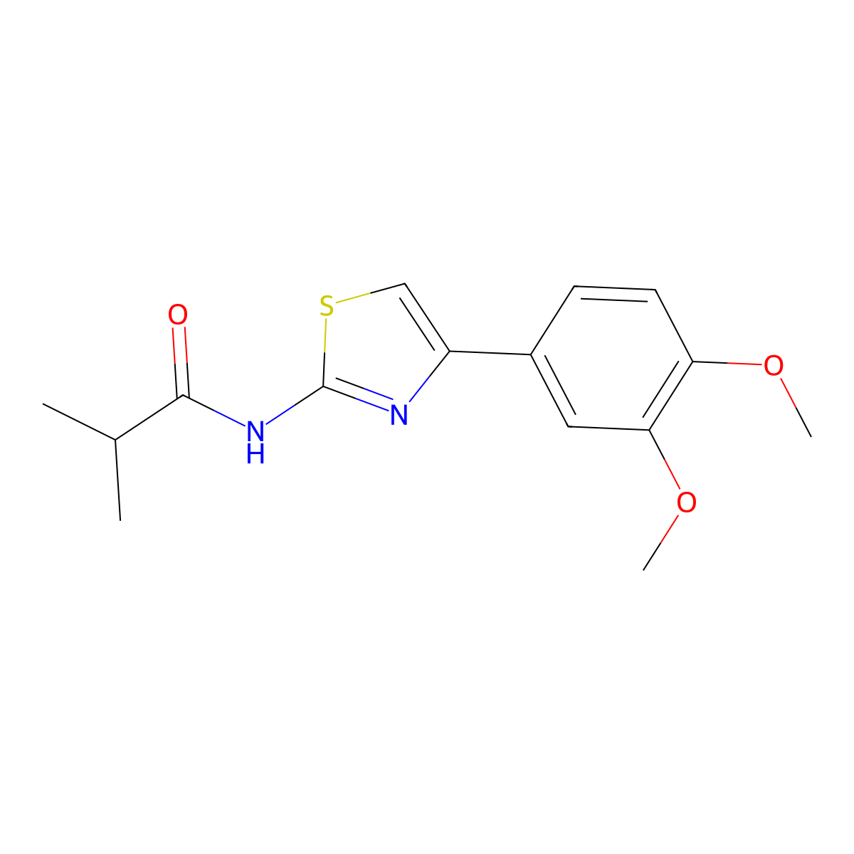 N-[4-(3,4-dimethoxyphenyl)-1,3-thiazol-2-yl]-2-methylpropanamide molecular structure, CAS 391228-50-5