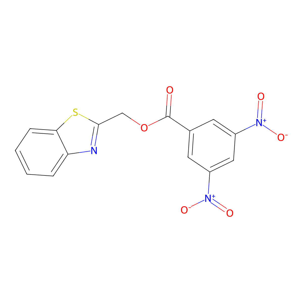 Benzo[d]thiazol-2-ylmethyl 3,5-dinitrobenzoate molecular structure, CAS 391228-53-8