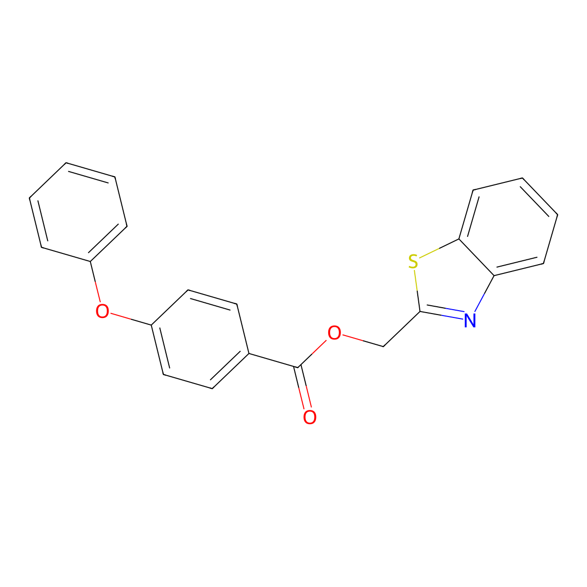 Benzo[d]thiazol-2-ylmethyl 4-phenoxybenzoate molecular structure, CAS 391228-57-2
