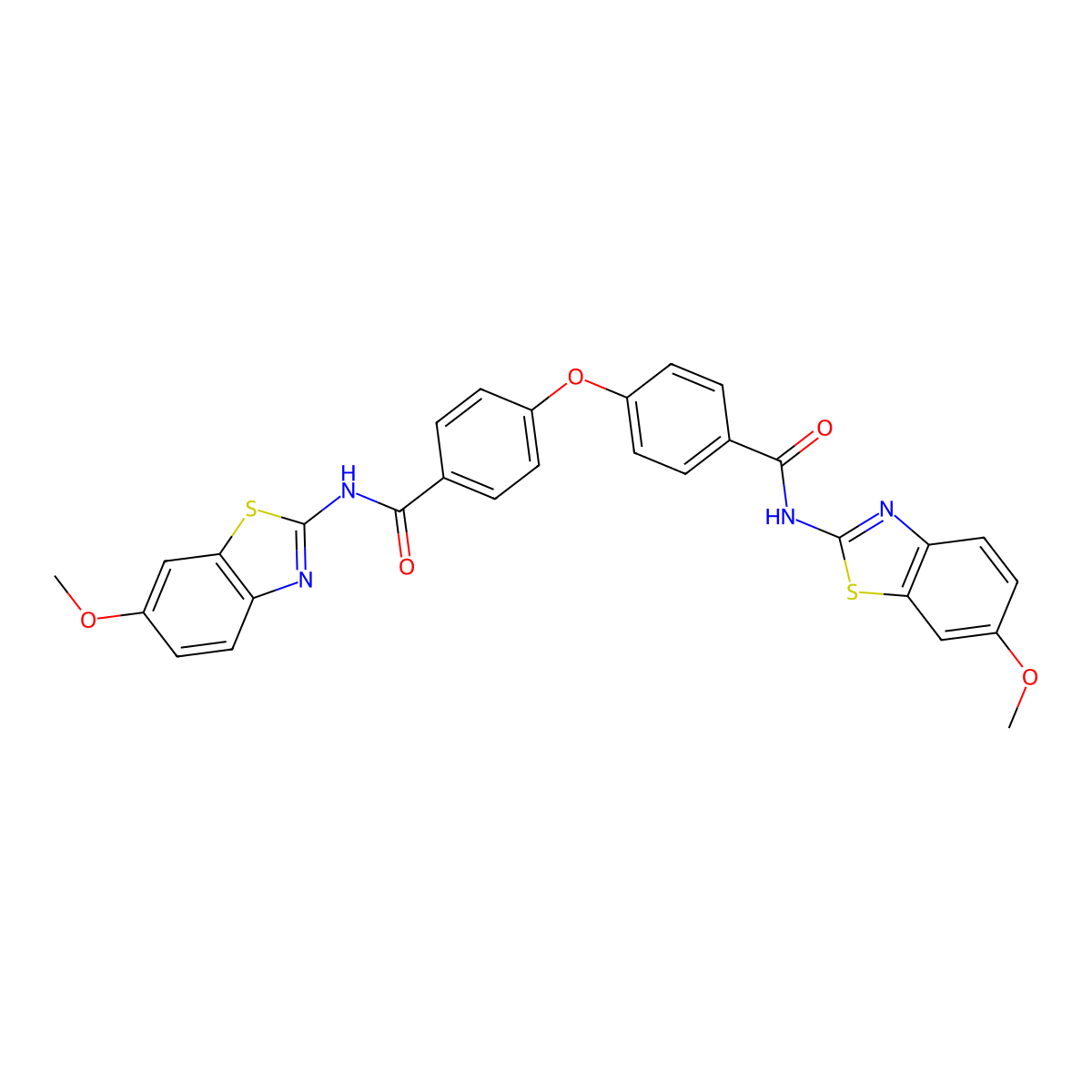 N-(6-methoxy-1,3-benzothiazol-2-yl)-4-{4-[(6-methoxy-1,3-benzothiazol-2-yl)carbamoyl]phenoxy}benzamide molecular structure, CAS 391228-58-3