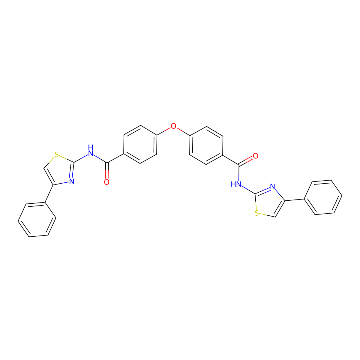 N-(4-Phenyl-1,3-thiazol-2-YL)-4-{4-[(4-phenyl-1,3-thiazol-2-YL)carbamoyl]phenoxy}benzamide molecular structure, CAS 391228-60-7