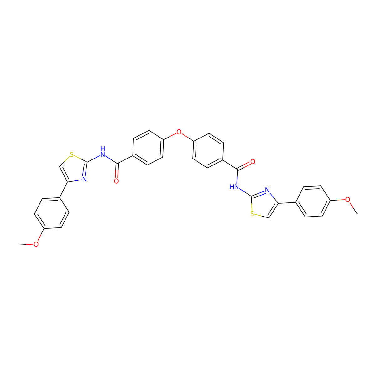 N-[4-(4-methoxyphenyl)-1,3-thiazol-2-yl]-4-(4-{[4-(4-methoxyphenyl)-1,3-thiazol-2-yl]carbamoyl}phenoxy)benzamide molecular structure, CAS 391228-61-8