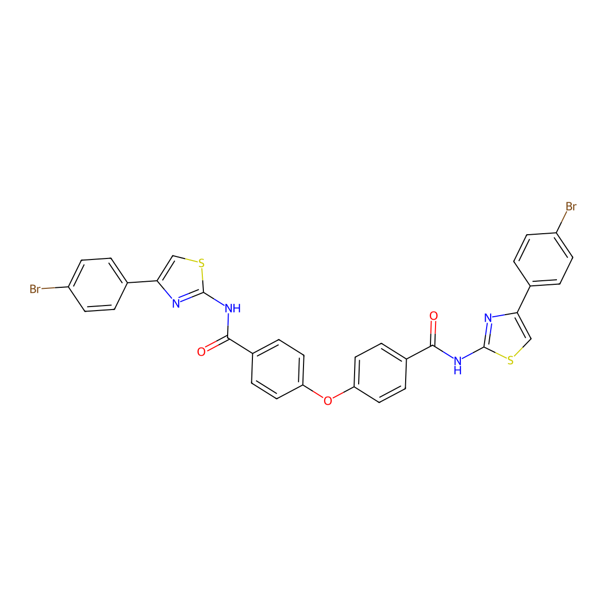 N-[4-(4-bromophenyl)-1,3-thiazol-2-yl]-4-(4-{[4-(4-bromophenyl)-1,3-thiazol-2-yl]carbamoyl}phenoxy)benzamide molecular structure, CAS 391228-62-9