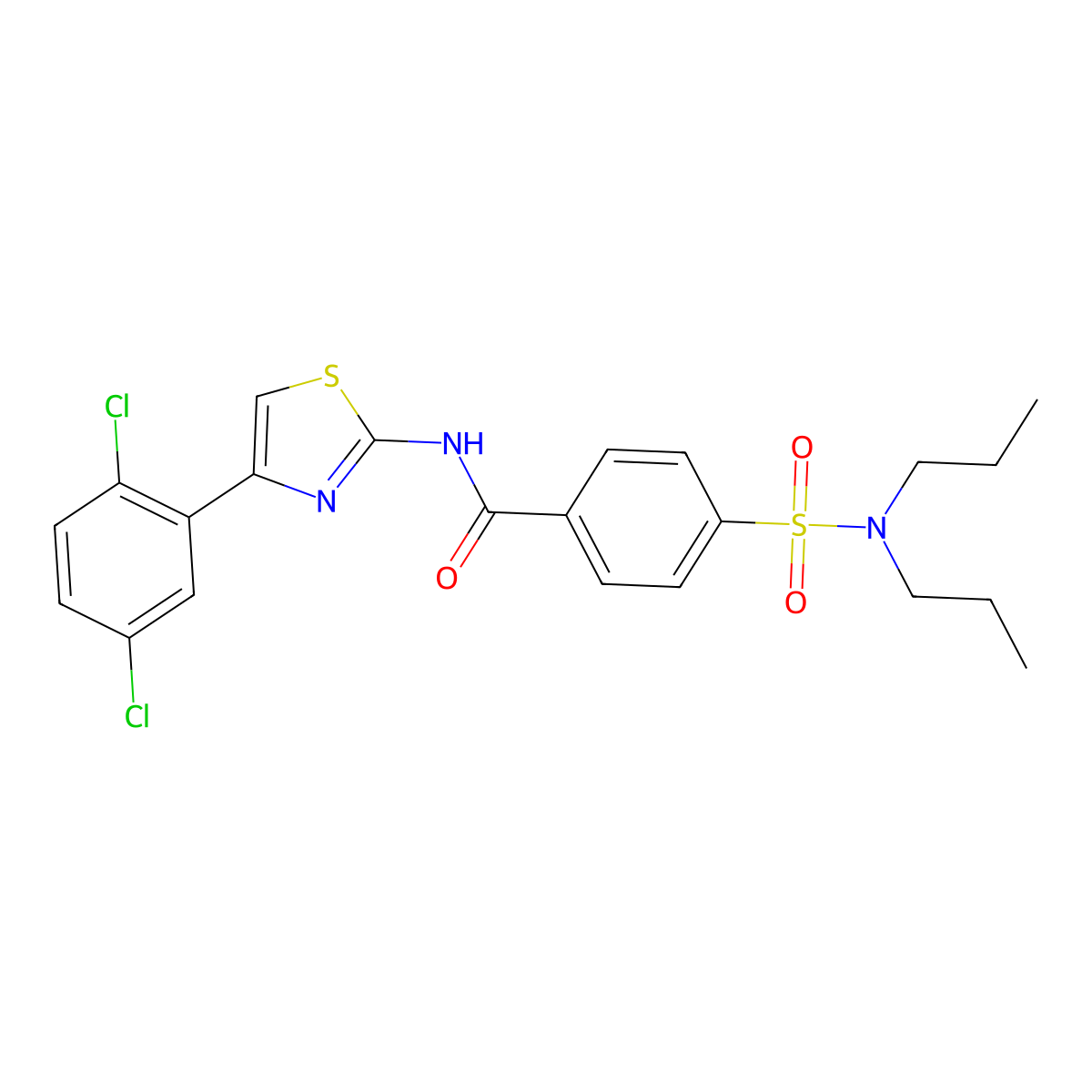 N-[4-(2,5-dichlorophenyl)-1,3-thiazol-2-yl]-4-(dipropylsulfamoyl)benzamide molecular structure, CAS 391228-63-0