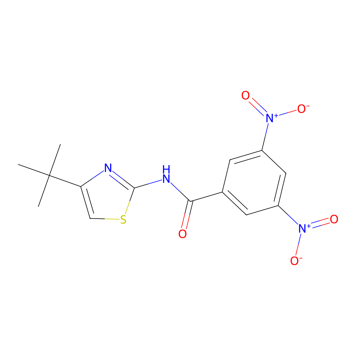 N-(4-tert-butyl-1,3-thiazol-2-yl)-3,5-dinitrobenzamide molecular structure, CAS 391228-69-6