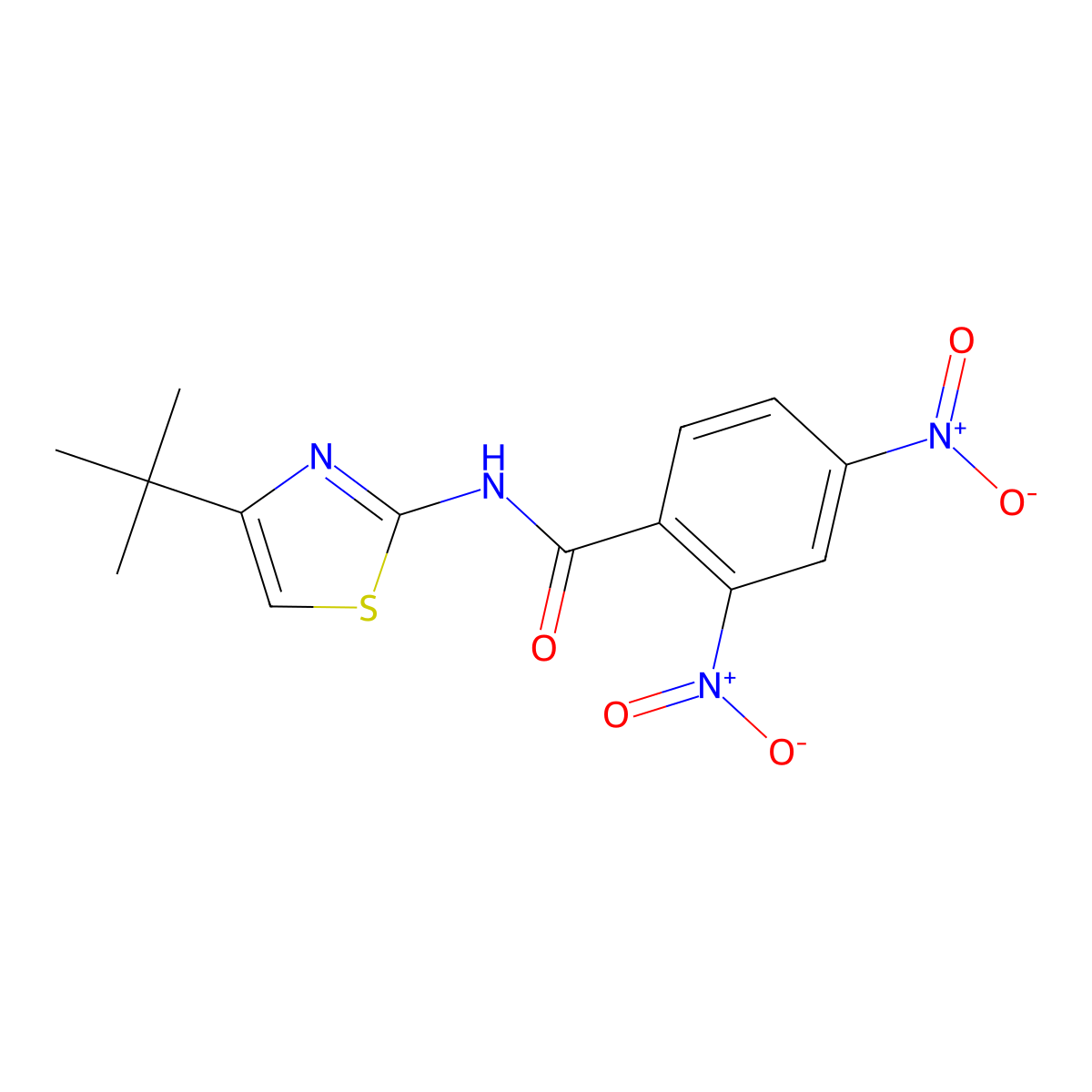 N-(4-tert-butyl-1,3-thiazol-2-yl)-2,4-dinitrobenzamide molecular structure, CAS 391228-70-9