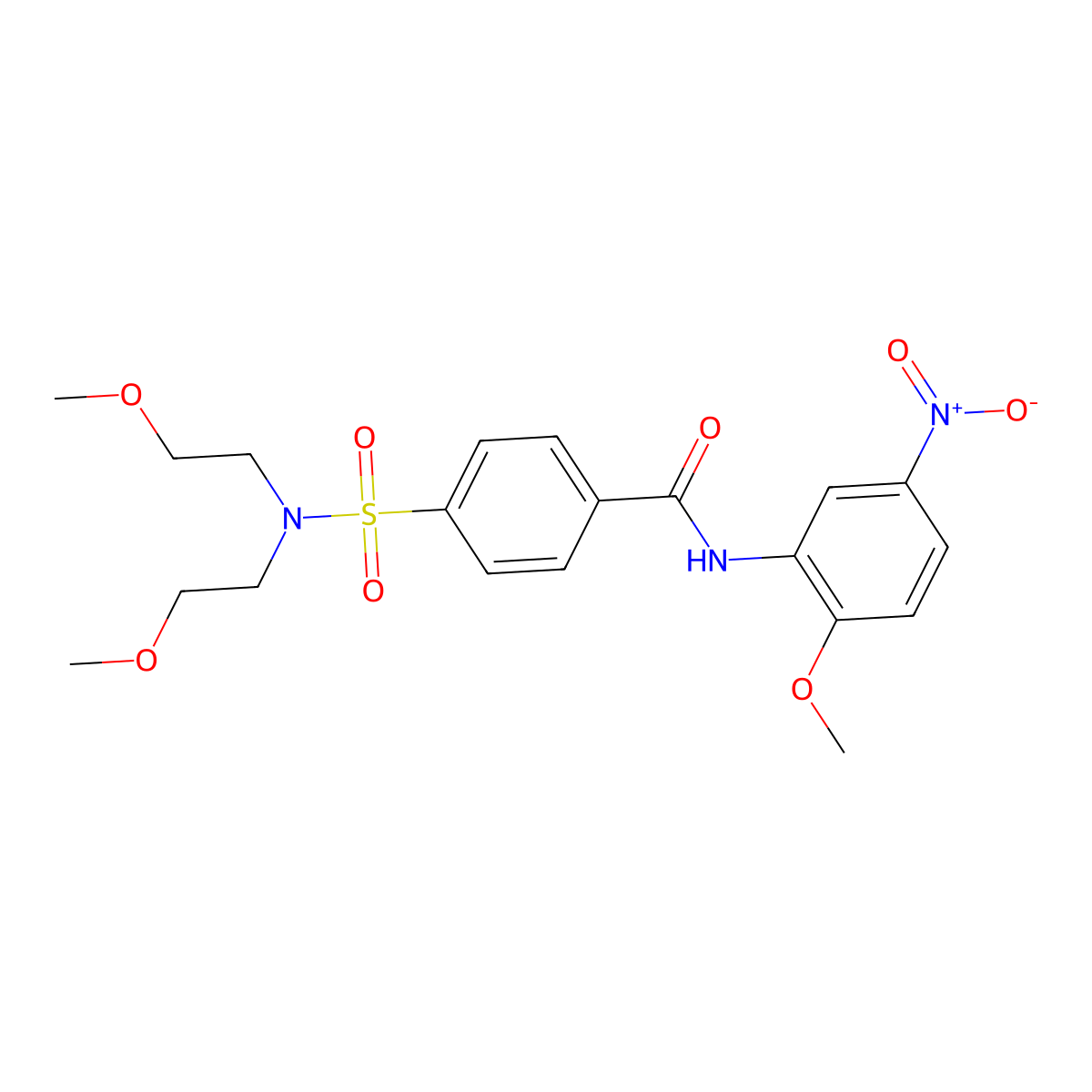 4-[bis(2-methoxyethyl)sulfamoyl]-N-(2-methoxy-5-nitrophenyl)benzamide molecular structure, CAS 391228-80-1
