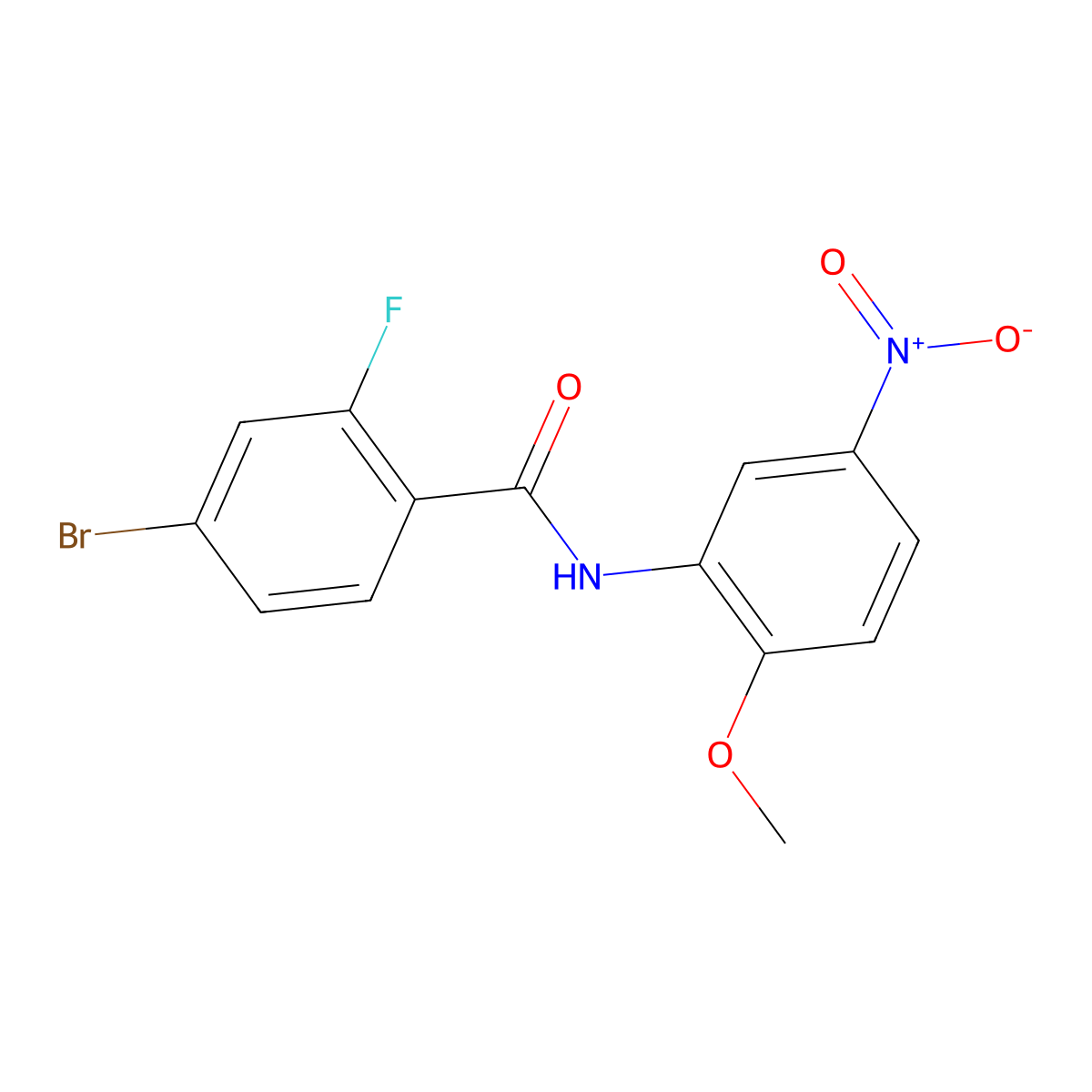 4-bromo-2-fluoro-N-(2-methoxy-5-nitrophenyl)benzamide molecular structure, CAS 391228-81-2
