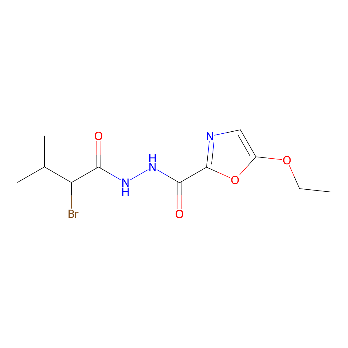 N'-(2-bromo-3-methylbutanoyl)-5-ethoxy-1,3-oxazole-2-carbohydrazide molecular structure, CAS 391228-93-6