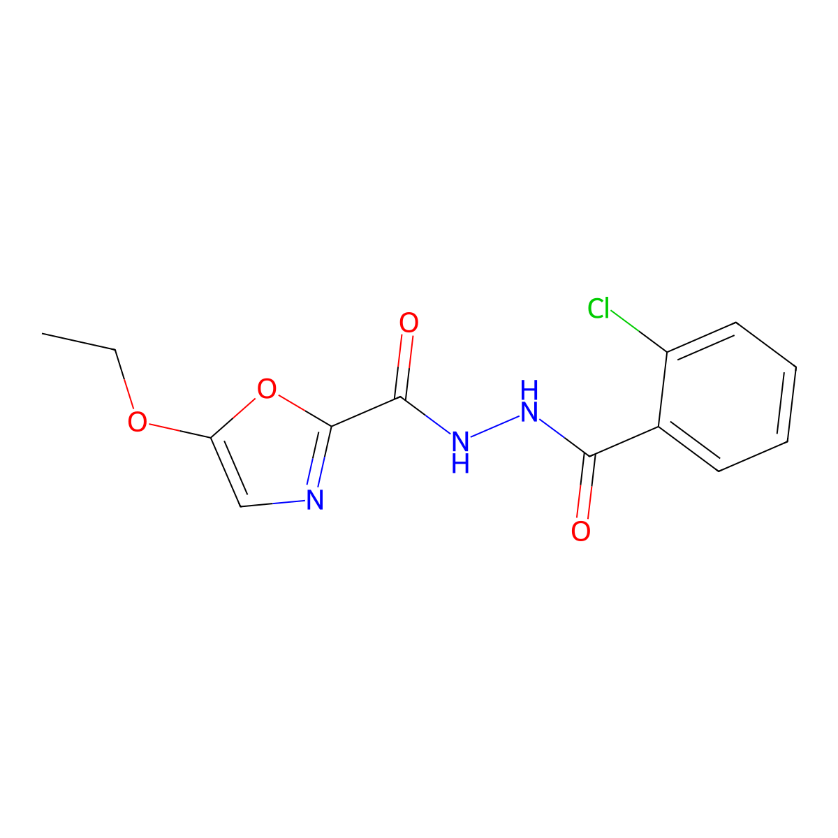 N'-(2-chlorobenzoyl)-5-ethoxyoxazole-2-carbohydrazide molecular structure, CAS 391228-94-7