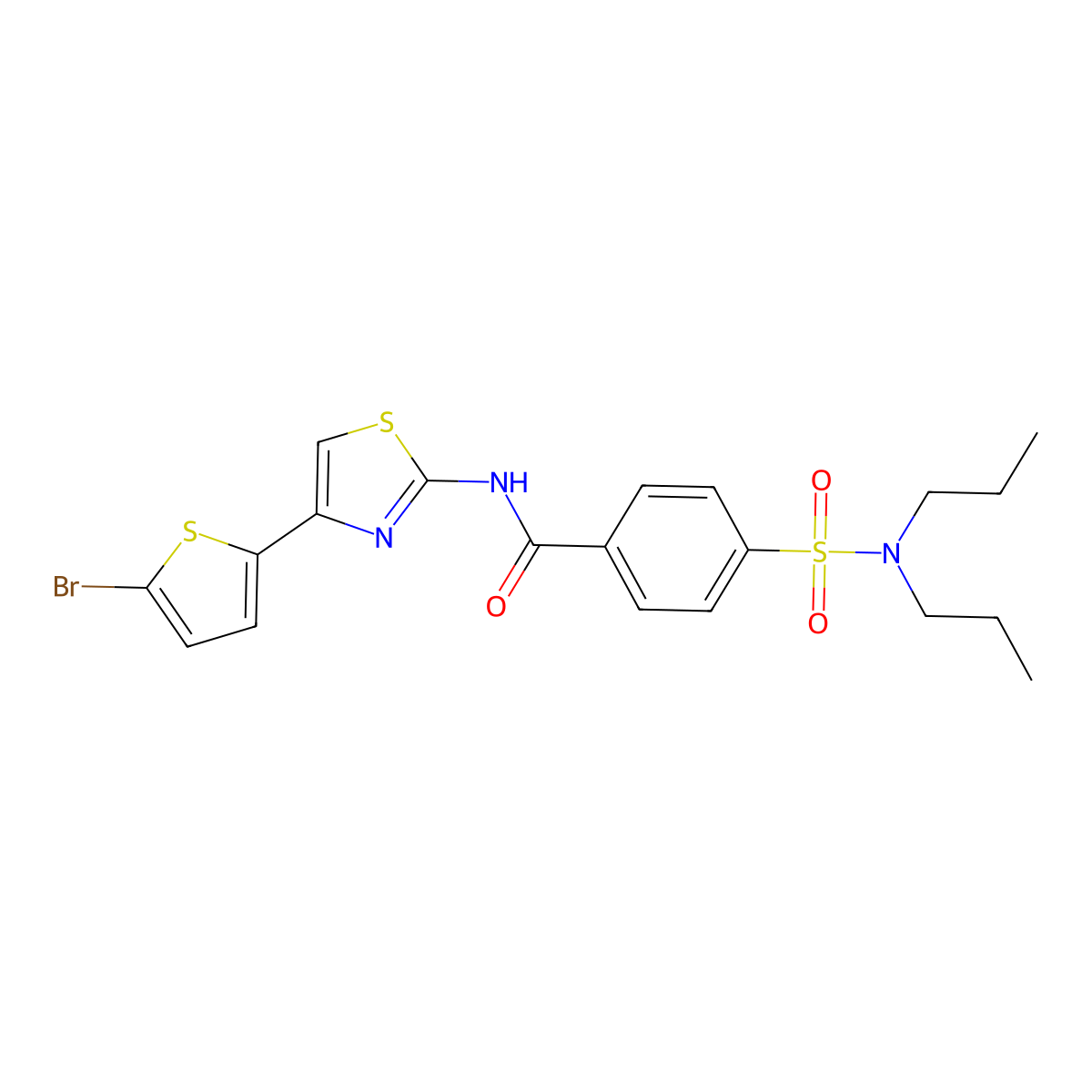 N-[4-(5-bromothiophen-2-yl)-1,3-thiazol-2-yl]-4-(dipropylsulfamoyl)benzamide molecular structure, CAS 391229-42-8