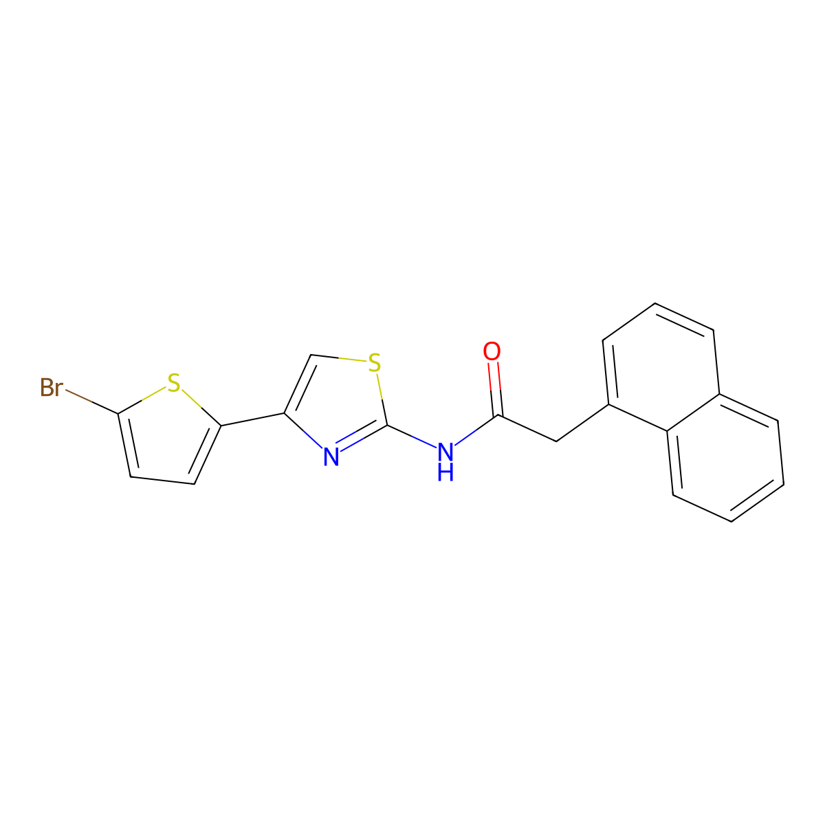 N-(4-(5-bromothiophen-2-yl)thiazol-2-yl)-2-(naphthalen-1-yl)acetamide molecular structure, CAS 391229-44-0
