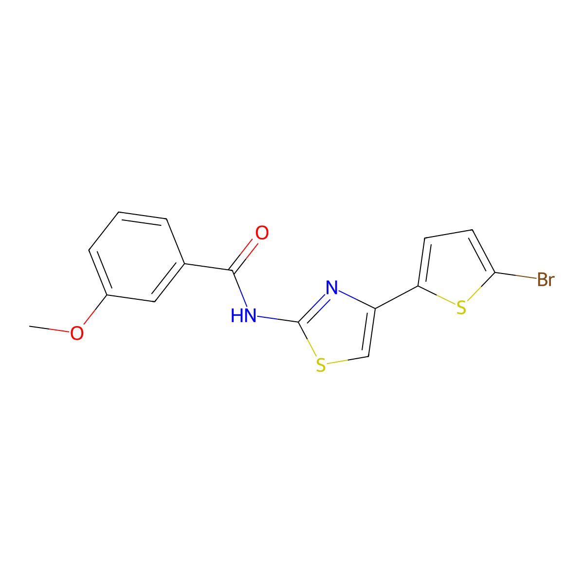N-(4-(5-bromothiophen-2-yl)thiazol-2-yl)-3-methoxybenzamide molecular structure, CAS 391229-46-2