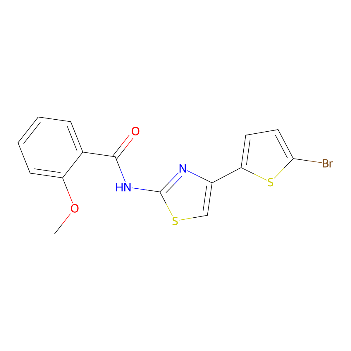 N-[4-(5-bromothiophen-2-yl)-1,3-thiazol-2-yl]-2-methoxybenzamide molecular structure, CAS 391229-47-3