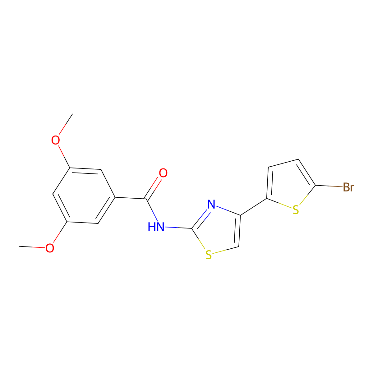 N-[4-(5-bromothiophen-2-yl)-1,3-thiazol-2-yl]-3,5-dimethoxybenzamide molecular structure, CAS 391229-48-4