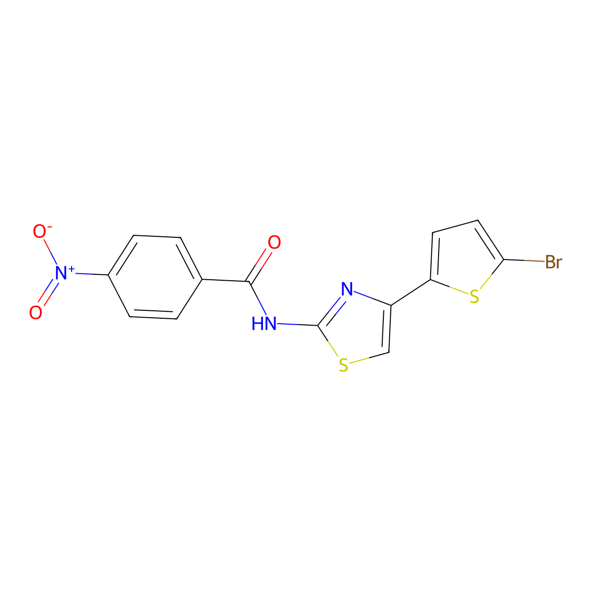 N-[4-(5-bromothiophen-2-yl)-1,3-thiazol-2-yl]-4-nitrobenzamide molecular structure, CAS 391229-54-2
