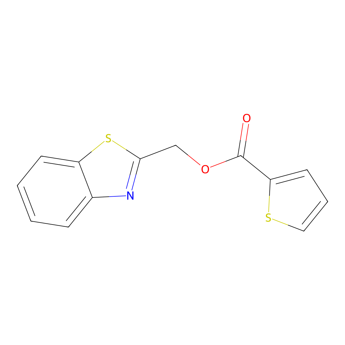 1,3-Benzothiazol-2-ylmethyl thiophene-2-carboxylate molecular structure, CAS 391229-57-5