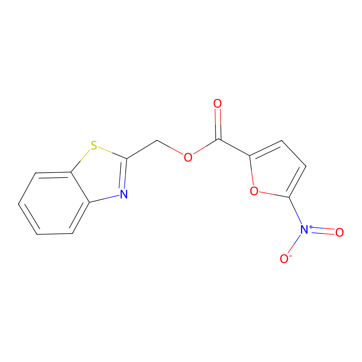 Benzo[d]thiazol-2-ylmethyl 5-nitrofuran-2-carboxylate molecular structure, CAS 391229-58-6