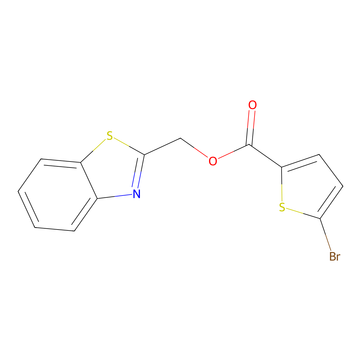 5-Bromo-2-thiophenecarboxylic acid 1,3-benzothiazol-2-ylmethyl ester molecular structure, CAS 391229-59-7