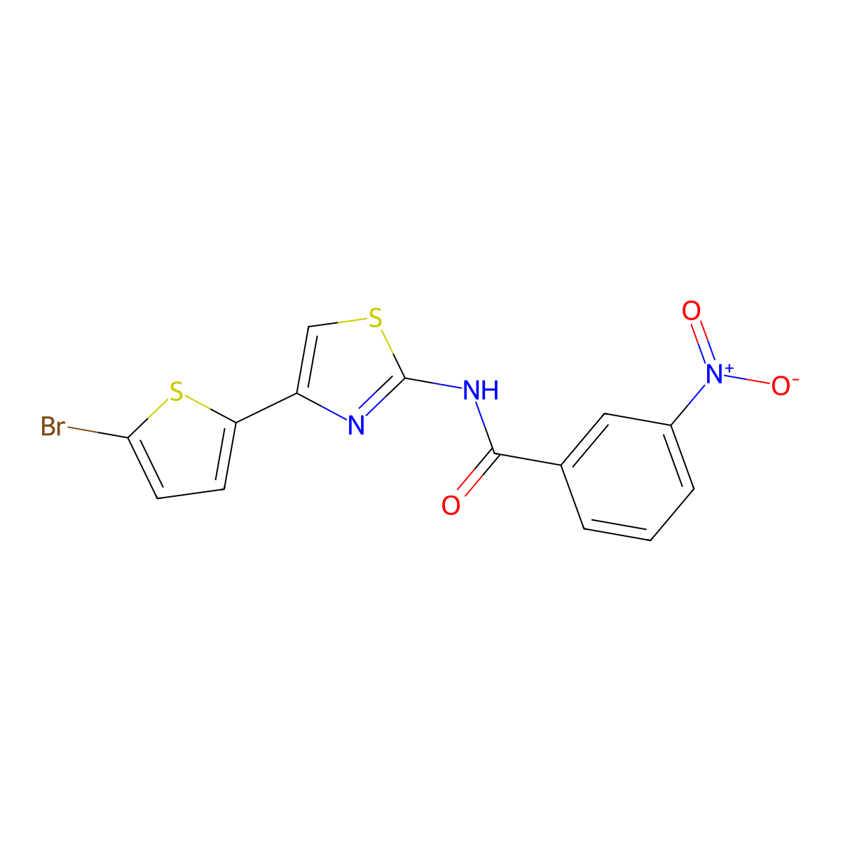 N-[4-(5-bromothiophen-2-yl)-1,3-thiazol-2-yl]-3-nitrobenzamide molecular structure, CAS 391229-61-1